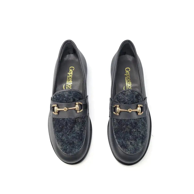 Geppettos black green chain loafer 137120d - girls