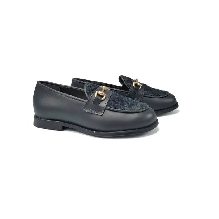 Geppettos black green chain loafer 137120d - girls