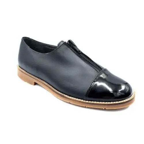 Geppettos black leather zipper front shoe gp0562 - girls
