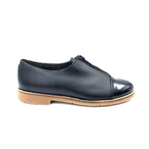 Geppettos black leather zipper front shoe gp0562 - girls