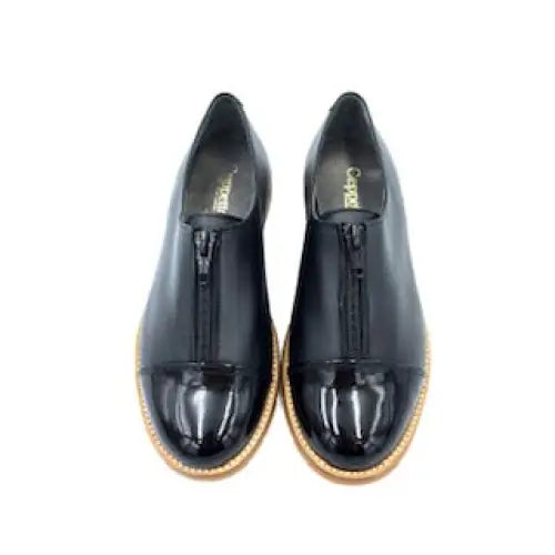 Geppettos black leather zipper front shoe gp0562 - girls