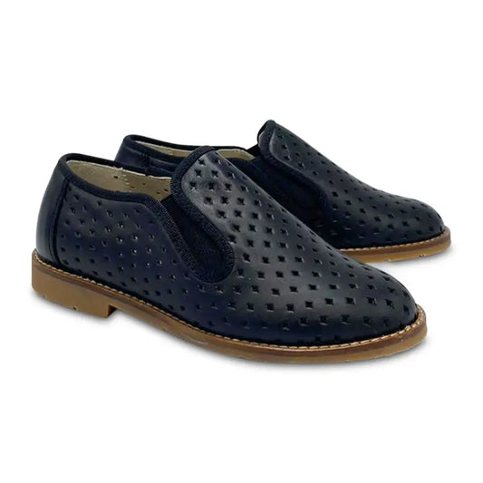 Geppettos black perforated leather smoking shoe 137045 - boys