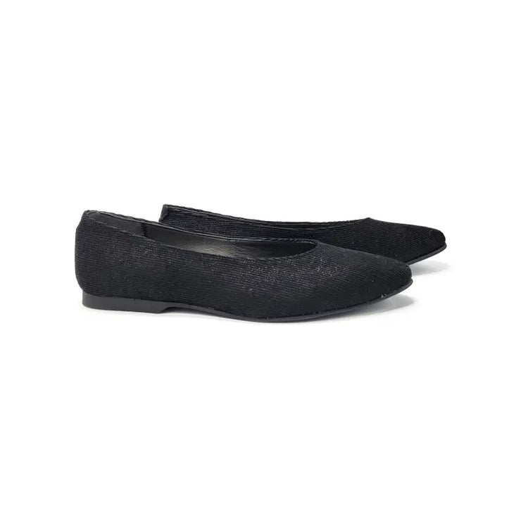 Geppettos black shimmer corduroy pointed ballet 102061 - girls