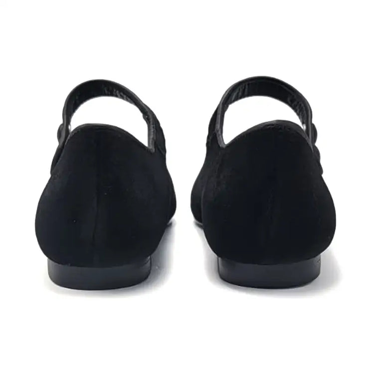 Geppettos black velvet pointy mary jane - girls