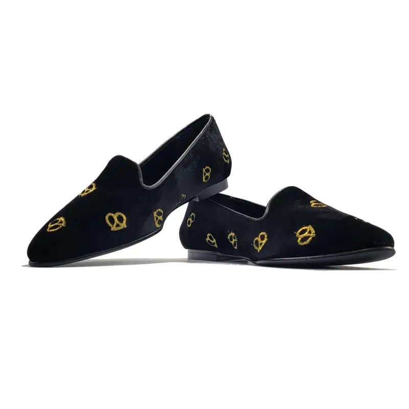 Geppettos black velvet pretzel pointed slip on 0570 - girls