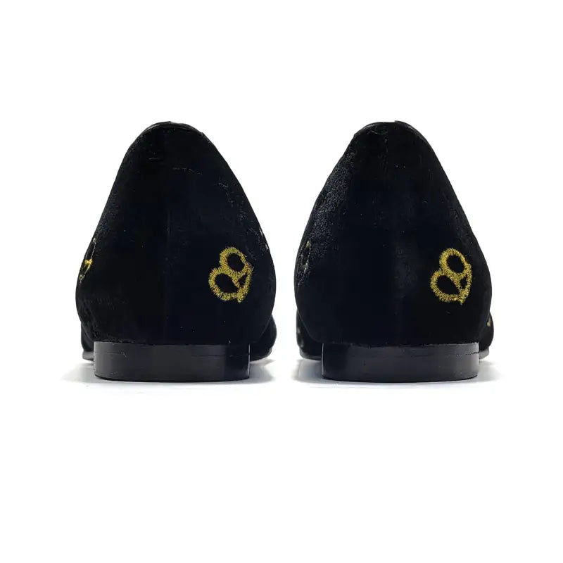 Geppettos black velvet pretzel pointed slip on 0570 - girls