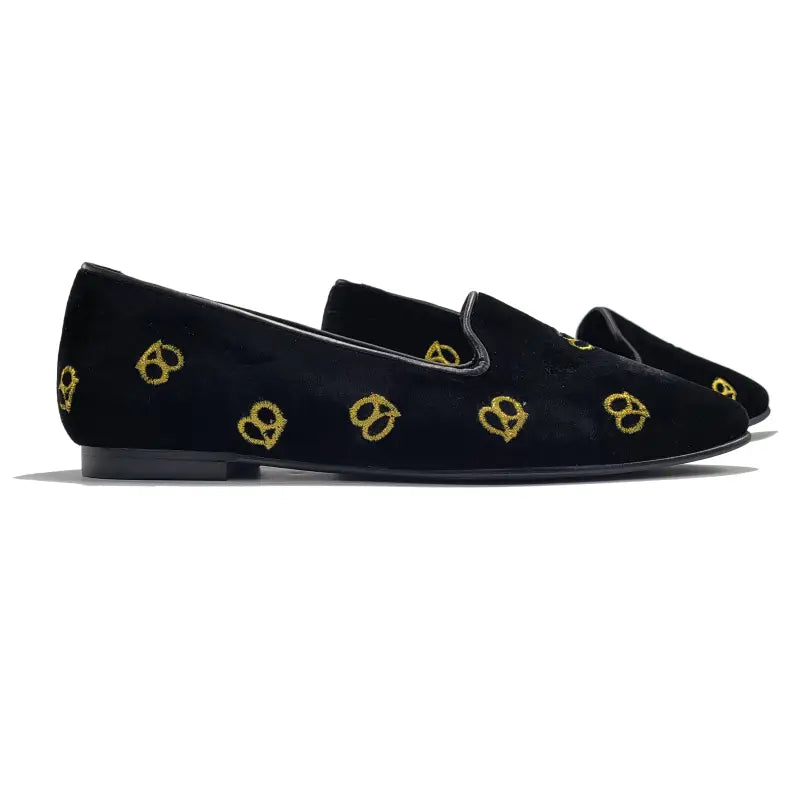 Geppettos black velvet pretzel pointed slip on 0570 - girls