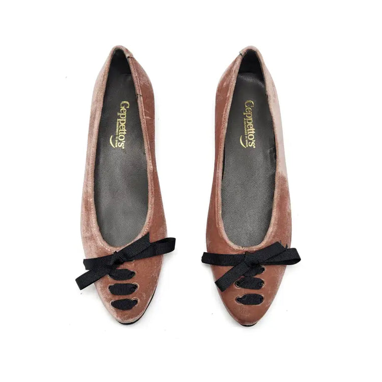 Geppettos blush velvet ballet flat 102161 - girls