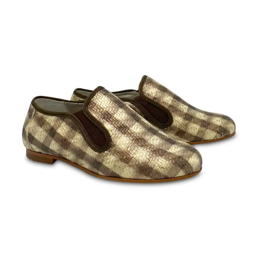 Geppettos es x ls brown gold basket smoking slip on 137037-21 - boys