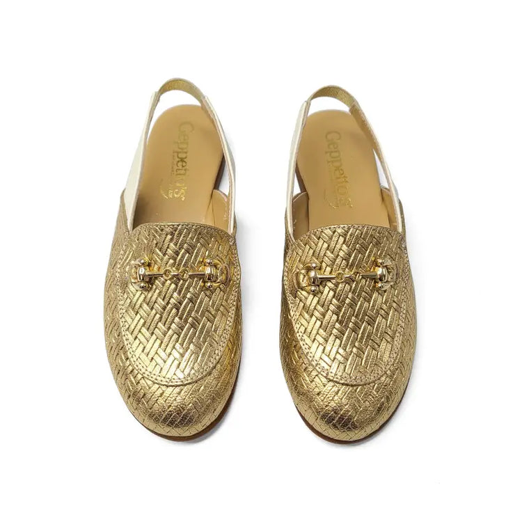 Geppettos gold basket chain slingback 102080 - girls