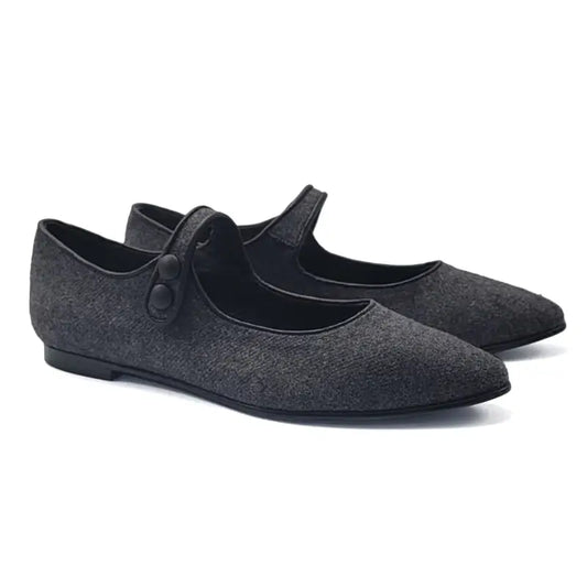 Geppettos grey flannel pointy mary jane gp0567 - girls