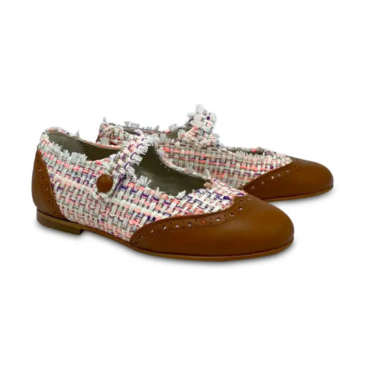Geppettos lavender tweed wingtip mary jane 138739 - girls