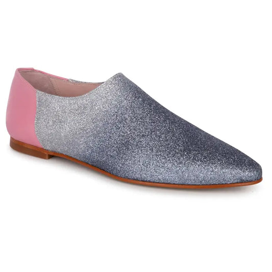 Geppettos navy silver glitter ombre slip on - girls