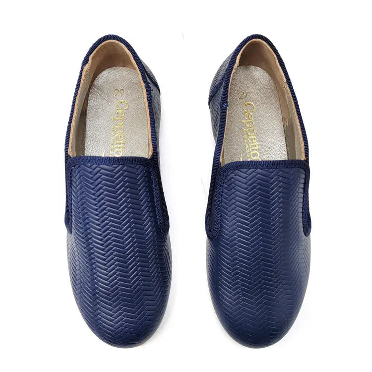 Geppettos navy woven smoking shoe 138507b - unisex