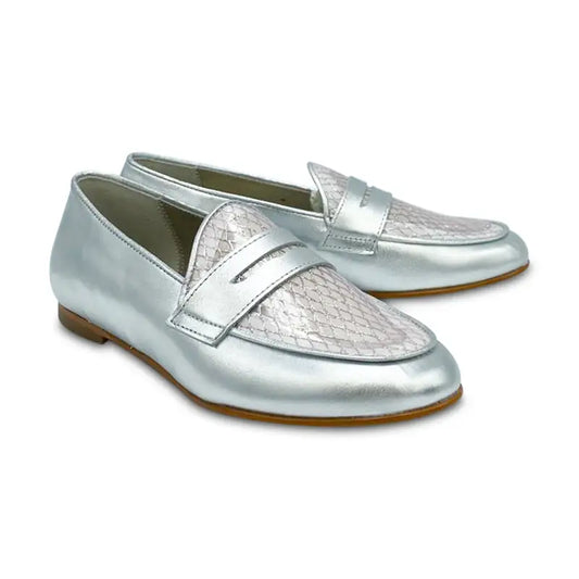 Geppettos silver lilac detail penny loafer gp0581 - girls