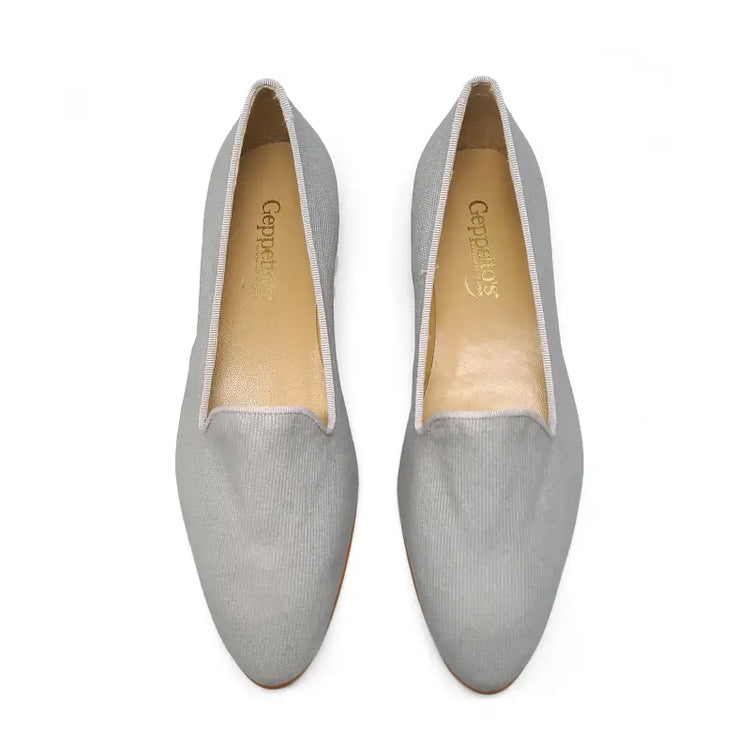 Geppettos silver ribbed pointed slip on 137054f - girls