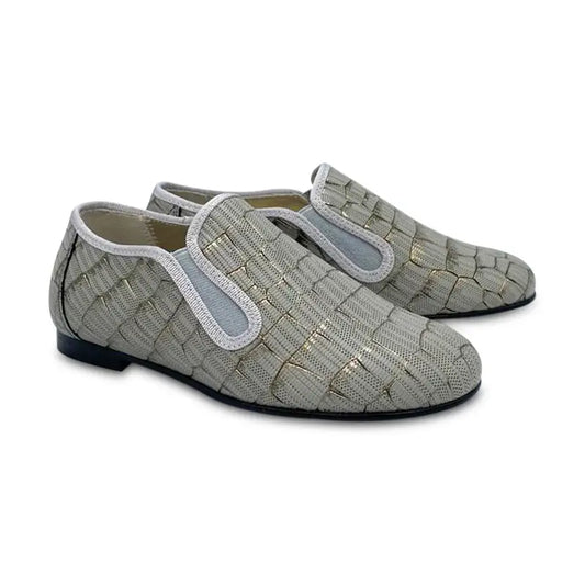 Geppettos smoke metallic leather smoking shoe 137037-21 - boys