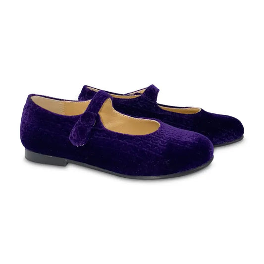 Geppettos violet velvet chain print mary jane gp0576 - girls