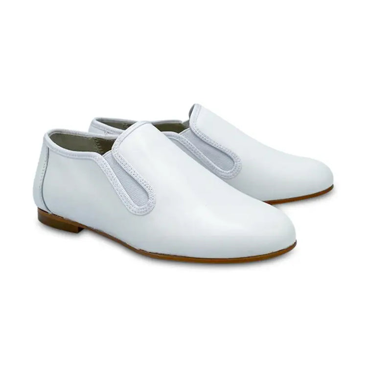 Geppettos white leather smoking shoe 137037-21 - boys