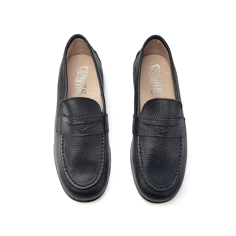 Gravitas black pebbled penny loafer 3417 - boys