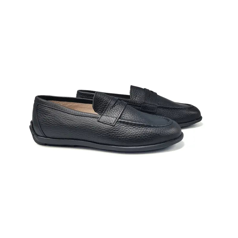 Gravitas black pebbled penny loafer 3417 - boys