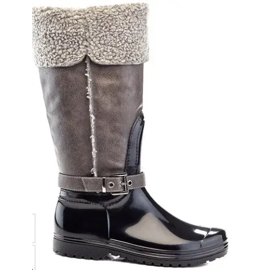 Henry Ferrera Grey Shearling Faux Fur Lined Rain Boot for Girls
