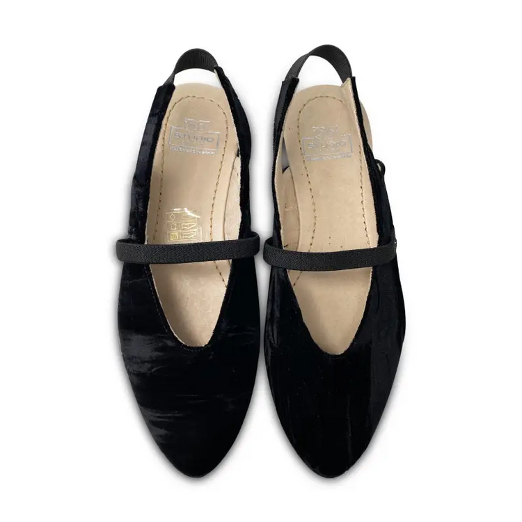 Hoo black crushed velvet singback 3241 - girls