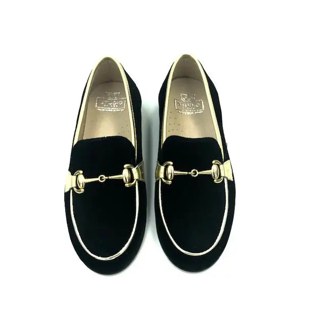Hoo black gold velvet chain loafer 3076 *size 22 - girls