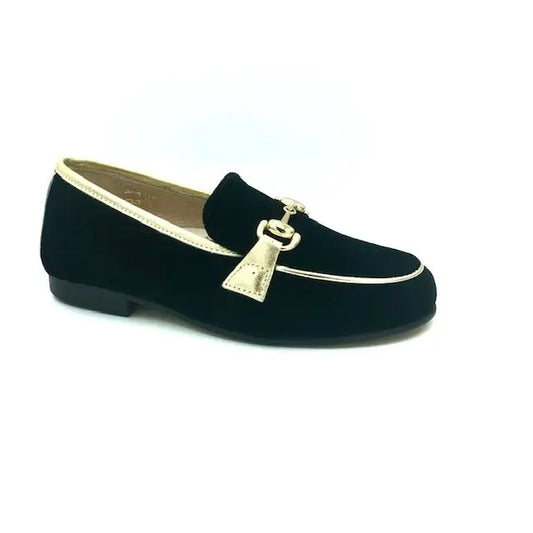 Hoo black gold velvet chain loafer 3076 *size 22 - girls