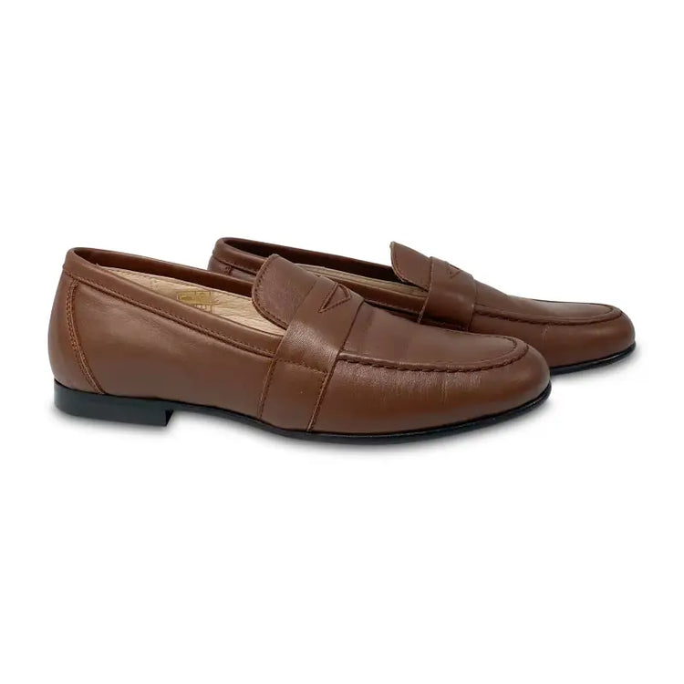 Hoo brown leather penny loafer 2272a - boys