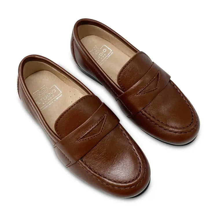 Hoo brown leather penny loafer 2272a - boys