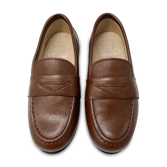 Hoo brown leather penny loafer 2272a - boys