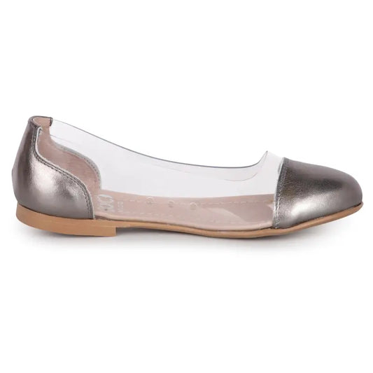 Hoo clear side panel pewter slip on 2261 - girls