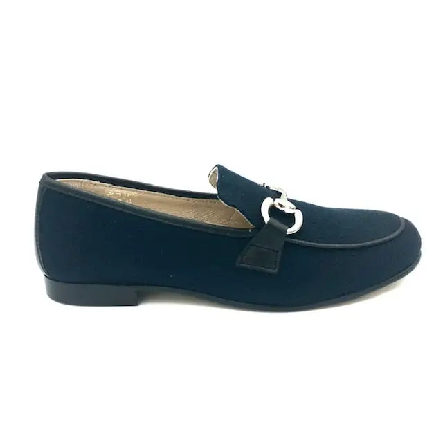 Hoo navy wool chain loafer 3076 - girls