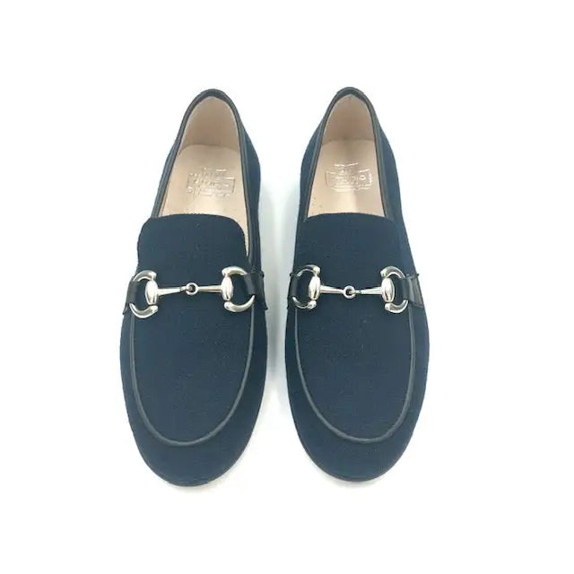 Hoo navy wool chain loafer 3076 - girls