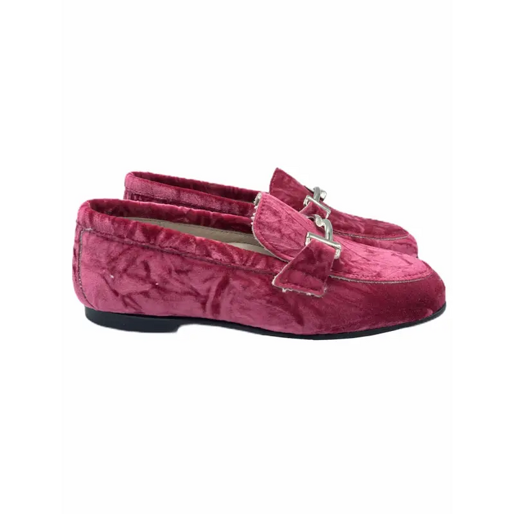 Hoo pink crushed velvet chain loafer 3181 - girls