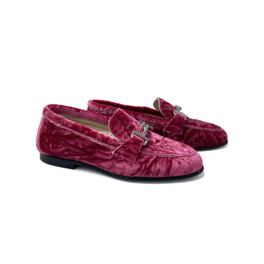 Hoo pink crushed velvet chain loafer 3181 - girls