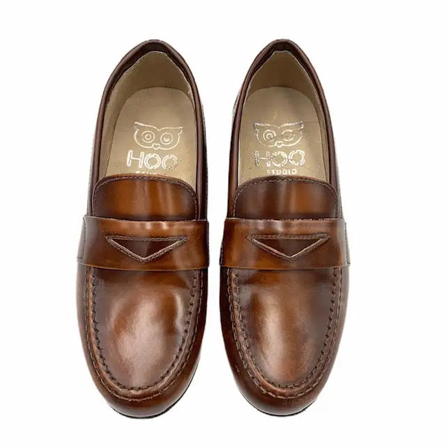 Hoo ralphs brown leather loafer - boys