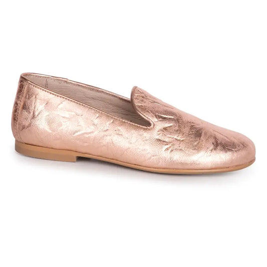 Hoo rose gold crinkle slip on loafer 2300 - girls