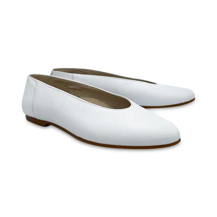 Hoo white leather pointed slip on 2434 - girls