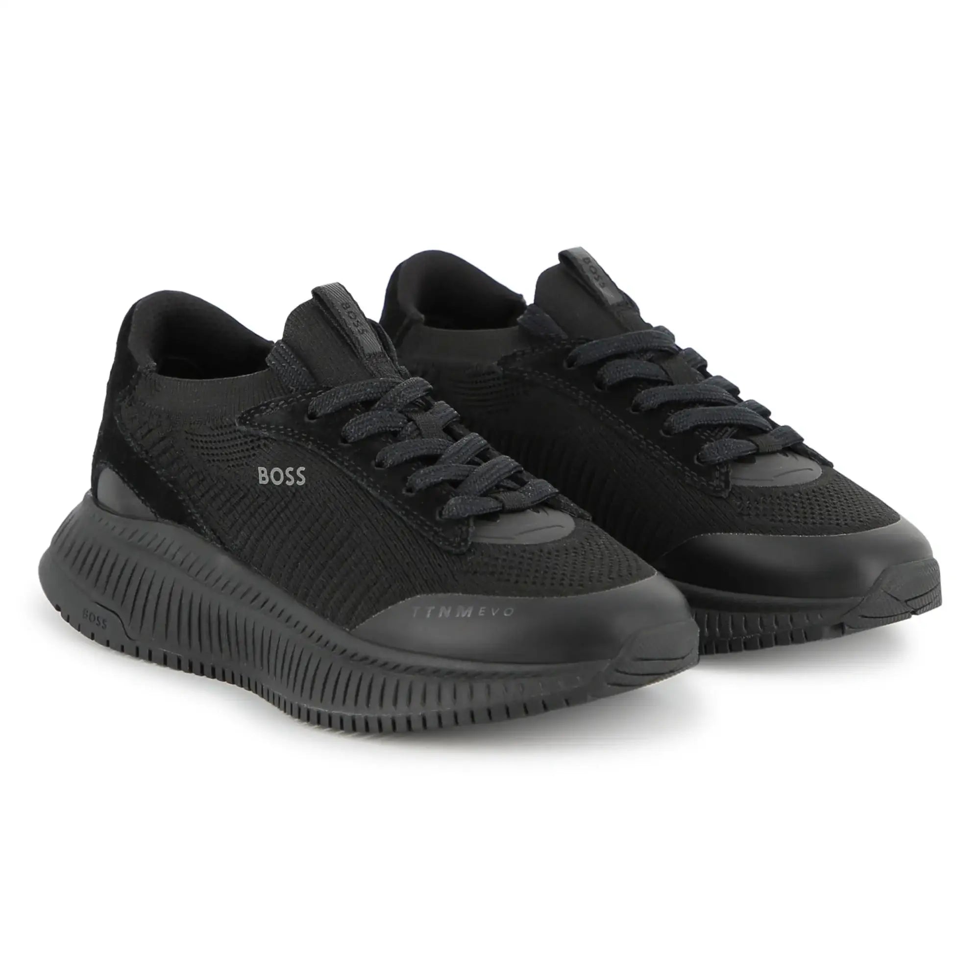 BOSS/HUGOBOSS GUABELLOsuper120 3ピース ブラック Hugo Boss Full Black Lace Sneaker | Kids – Laced Shoe Inc