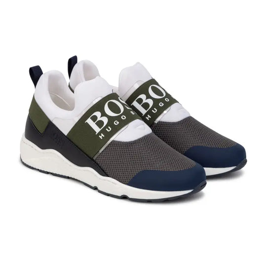 Hugo boss khaki mesh logo sneaker j29t93 - boys
