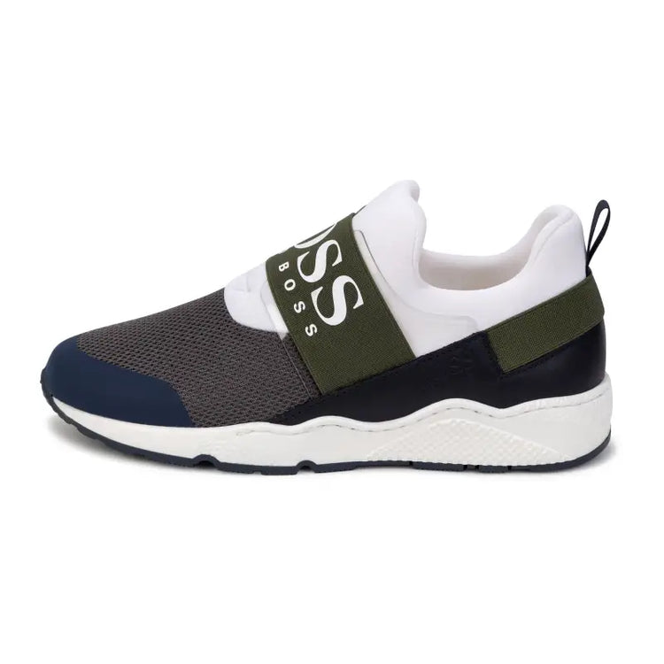 Hugo boss khaki mesh logo sneaker j29t93 - boys