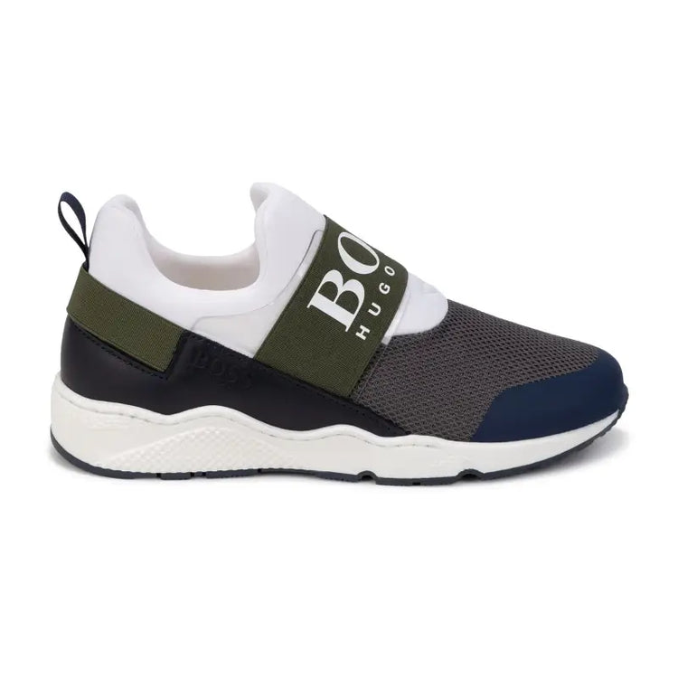 Hugo boss khaki mesh logo sneaker j29t93 - boys