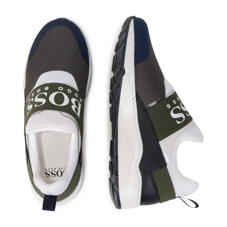 Hugo boss khaki mesh logo sneaker j29t93 - boys