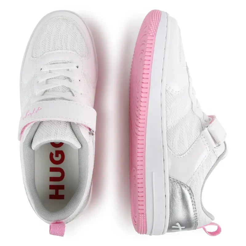 Hugo silver pink velcro sneaker g00103 - girls