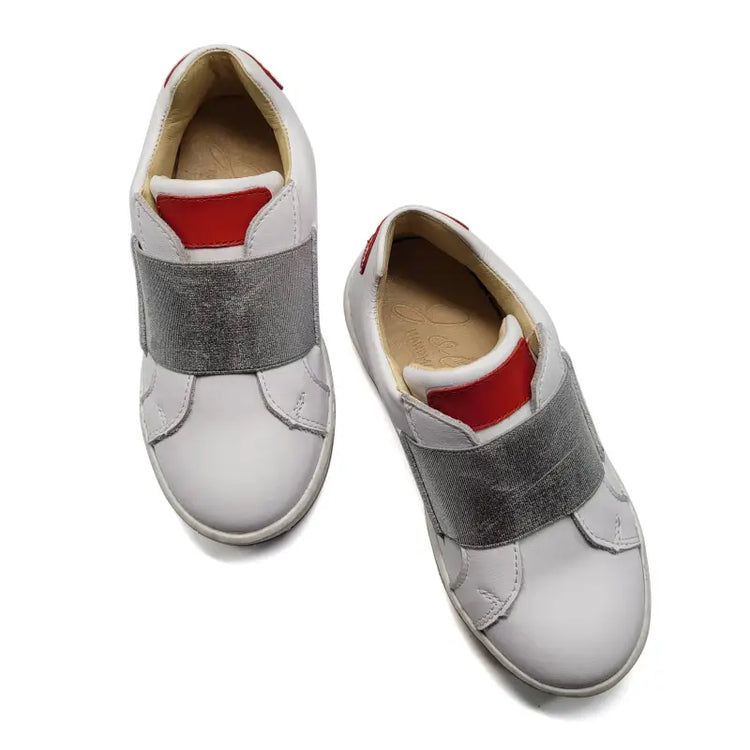 Jolee BSNK White Silver Heart Slip on Sneaker - GIRLS