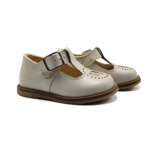 Jolee Ivory Gold Heart T-Strap First Walker - FIRST WALKER