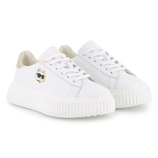 Karl lagerfeld white leather sneakers fast shipping