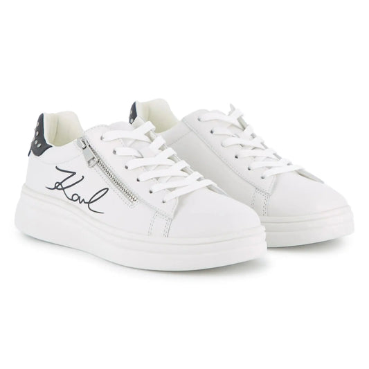Karl lagerfeld white zipper sneaker z31238 fast shipping